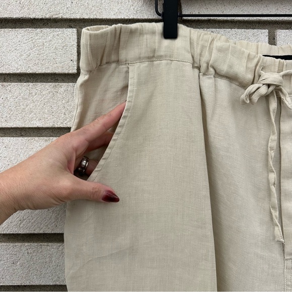 Rochester 100% Linen Pants XL Beige Drawstring Elastic Waist Relaxed Coastal - Picture 4 of 11